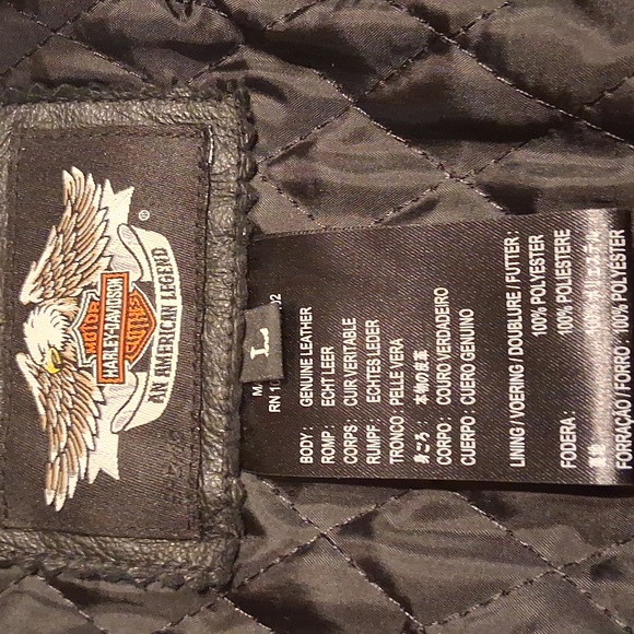 Harley-Davidson Womens Black Leather Lined Jacket  Embroidered Front And Back - Picture 6 of 6